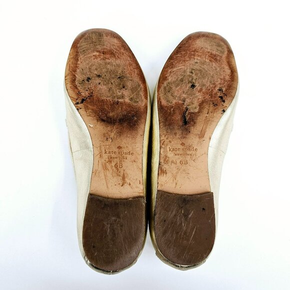 Kate Spade NY Cape Cod Loafers 6 B Metallic Gold Slip On Flat Leather Almond Toe - Picture 12 of 15